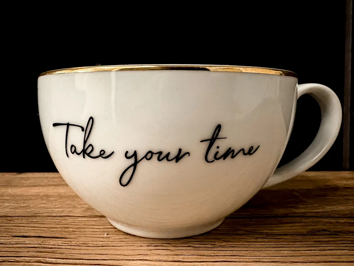 Take your time message illustrating a break from gambling activity